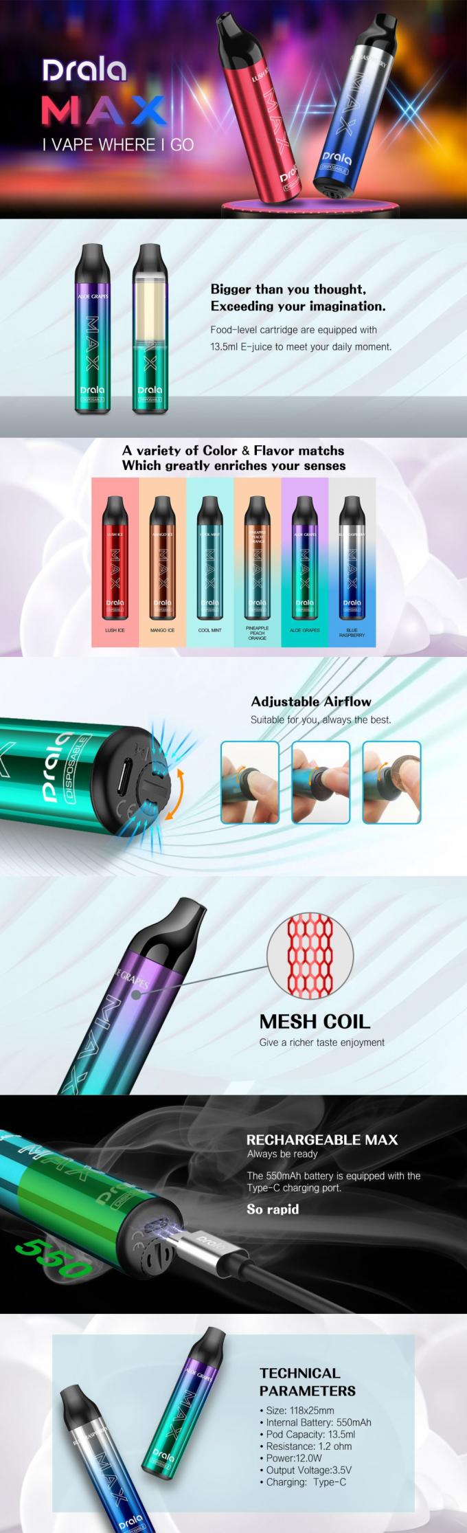 вапоризатор сигарет Vape 13.5ml слойки 700mAh 6000 устранимый устранимый электронный 0