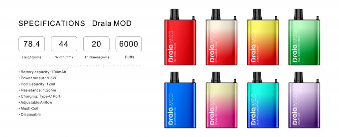 прибор стручка Vape перезаряжаемые устранимых слоек управлением 6000 воздушного потока коробки 15ml устранимый 0