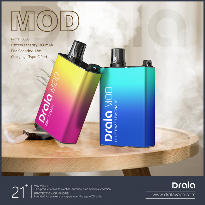 6000 слоек подгонянным прибором Mod коробки Vape вкусов перезаряжаемые устранимым приносят плоды 2