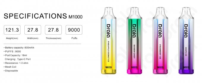 9000 катушки сетки никотина стручка 5% Vape слоек батарея устранимой перезаряжаемые 0